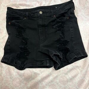 American Eagle Outfitters Black Ripped Jean Shorts